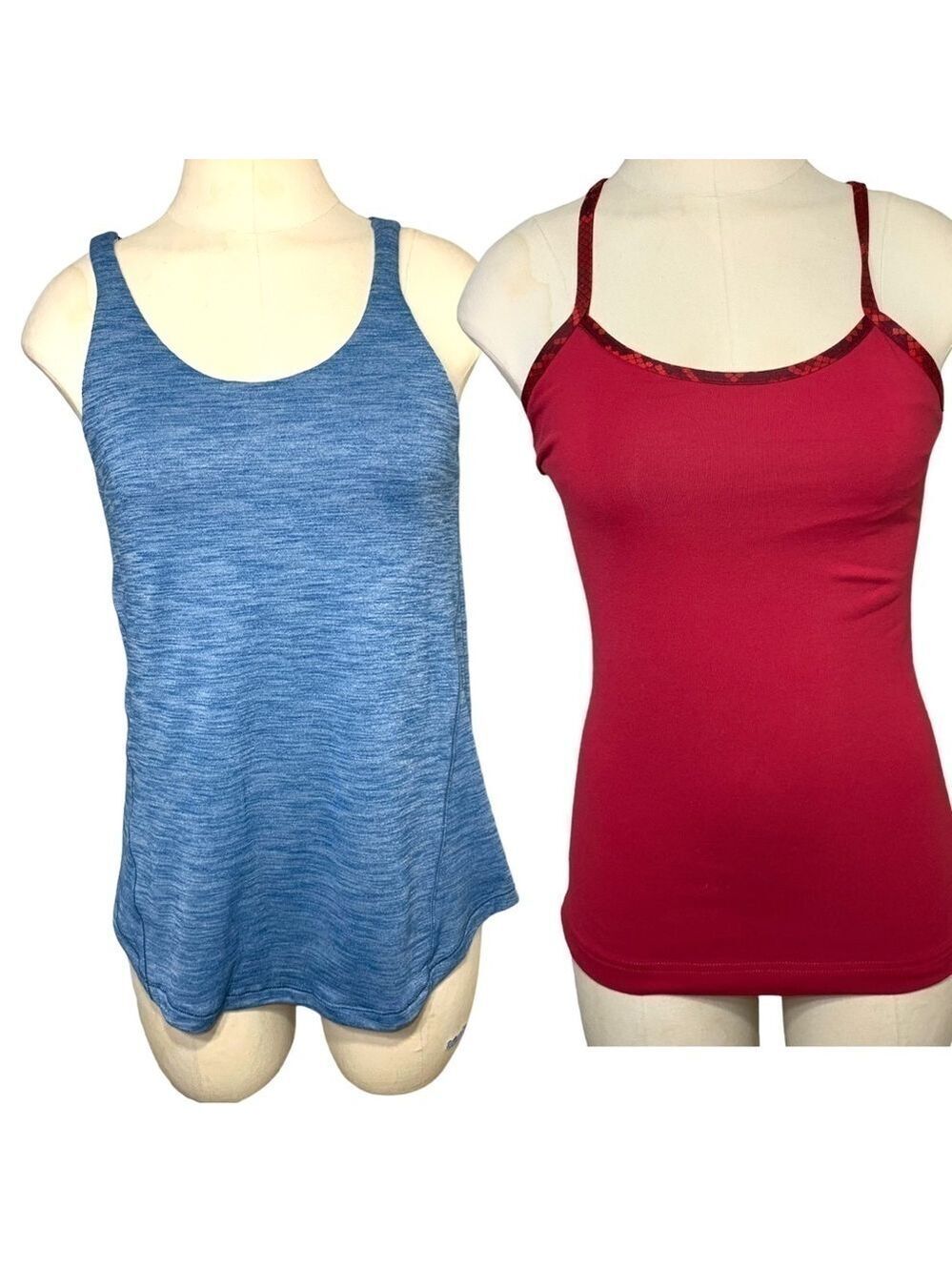Lululemon Tank Top Lot Of 2 Sz 4 Blue Red Built In Bra Racerback Camisole Sport